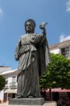 Statue Of Saint Bernard In The Plaza De La Iglesia Marbella Stock Photo