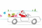 Santa In Car Stock Photo