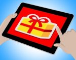 Gift Online Shows Internet Present 3d Illustration Stock Photo