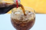 Cola With Ice Stock Photo