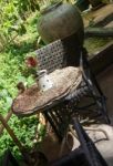 Outdoor Furniture Set For Afternoon Drink Stock Photo