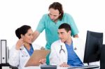 Group Of Doctors In A Meeting At The Hospital Stock Photo