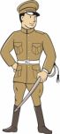 World War One British Officer Sword Standing Cartoon Stock Photo