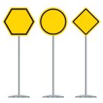 Traffic Sign Design. Black And Yellow Traffic Sign Design Stock Photo