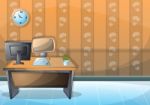 Cartoon  Illustration Interior Office Room With Separated Layers Stock Photo