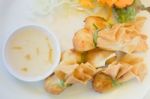 Deep Fried Dumpling Bags Local Thai Cuisine Stock Photo