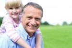 Happy Father And Daughter At Outdoors Stock Photo