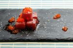 Red Tuna Sashimi With Salmon Roe Stock Photo