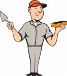 Bricklayer Mason Plasterer Standing Cartoon Stock Photo