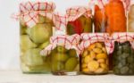 Variety Of Jars With Organic Vegetable Pickles Stock Photo