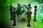 People Around A Globe Representing Social Networking Stock Photo