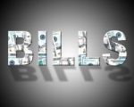 Bills Dollars Indicates Wealth Expenses And Costs Stock Photo