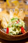 Avocado And Shrimps Salad Stock Photo