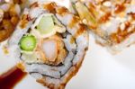 Fresh Sushi Choice Combination Assortment Selection Stock Photo