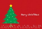 Merry Christmas Tree Postcard Horizontal Stock Photo