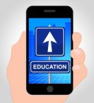 Education Smartphone Shows Studying 3d Illustration Stock Photo