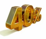 3d Gold 40 Forty Percent Discount Sign Stock Photo