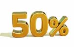 3d Gold 50 Fifty Percent Sign Stock Photo