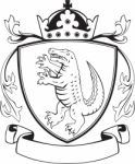 Alligator Standing Coat Of Arms Black And White Stock Photo