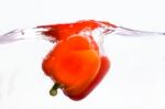 Sweet Pepper Splash Stock Photo