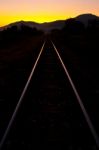 Railroad At Twilight Stock Photo