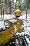 Winter Landscape With Small River Stock Photo