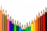 Color Pencil And Pencil On White Background Stock Photo