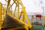 The Pathway Bridge Of Offshore Oil Rig Stock Photo