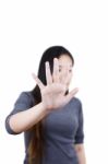 Woman Showing Stop Gesture Stock Photo