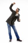 Male Dancing With Listening Music Stock Photo