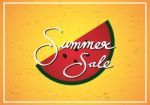 Summer Sale Promotion Season With Watermelon And Frame Backgroun Stock Photo