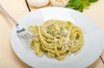 Italian Traditional Basil Pesto Pasta Ingredients Stock Photo