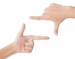 Hand Gesture Picture Frame Isolated Clipping Path Inside Stock Photo