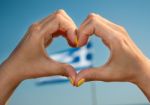 I Love Greece Heart Gesture. Stock Photo