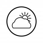 Of Cloud And Sun Icon In Circle Line -  Iconic Desi Stock Photo