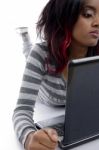 African Girl With Laptop Stock Photo