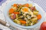 Traditional Green Peas With Egg Stock Photo