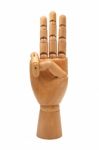 Wooden Hand Isolated On A White Background Stock Photo