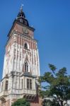 Town Hall Tower Market Square In Krakow Stock Photo