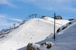 Chair Lift In The Dolomites At Pordoi Stock Photo