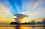 Sunrise At Hat Sai Ri Beach In Chumphon Stock Photo