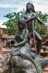 Statue Of Native Indians In Sedona Stock Photo