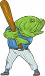 Largemouth Bass Baseball Player Batting Cartoon Stock Photo