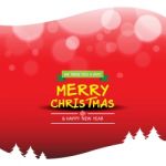 Merry Christmas  And Happy New Year And Snow With Tree  On Red Color  Background Stock Photo