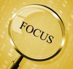 Focus Magnifier Indicates Aim Concentration And Research Stock Photo