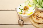 Arab Middle East Goat Yogurt And Cucumber Salad Stock Photo