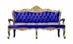 Vintage Luxury Blue Sofa Armchair Isolated On White Stock Photo