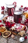 Mulled Wine With Spices Stock Photo