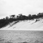 Pristine Beachfront At North Point, Moreton Island. Black And White Stock Photo