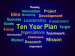 Ten Year Plan Brainstorm Means Company Schedule For 10 Years Stock Photo